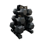 3 Pair Hex Dumbbell Set with 3 Tier Tree Rack