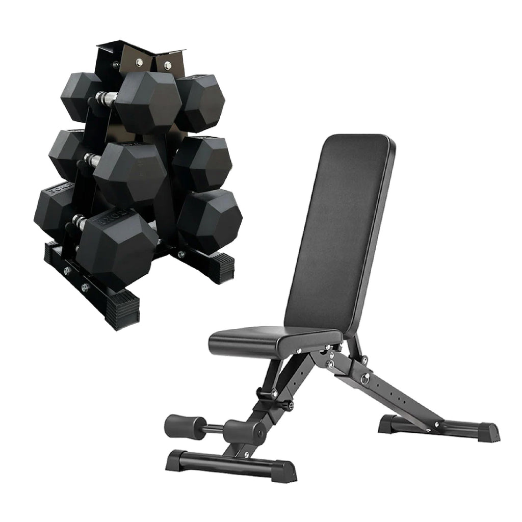 3 Pair Hex Dumbbell Set with 3 Tier Tree Rack