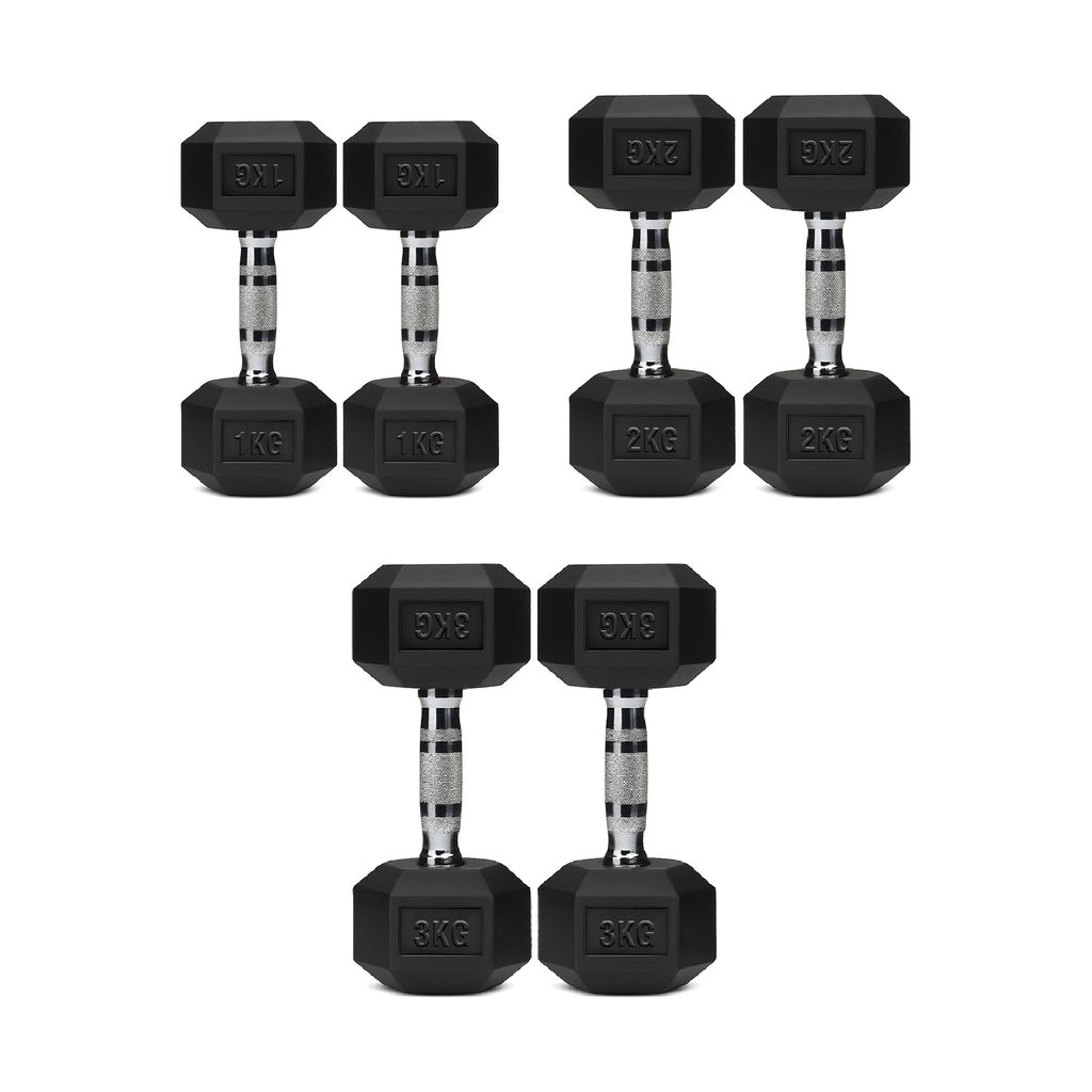 3 Pair Hex Dumbbell Set with 3 Tier Tree Rack
