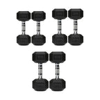 3 Pair Hex Dumbbell Set with 3 Tier Tree Rack