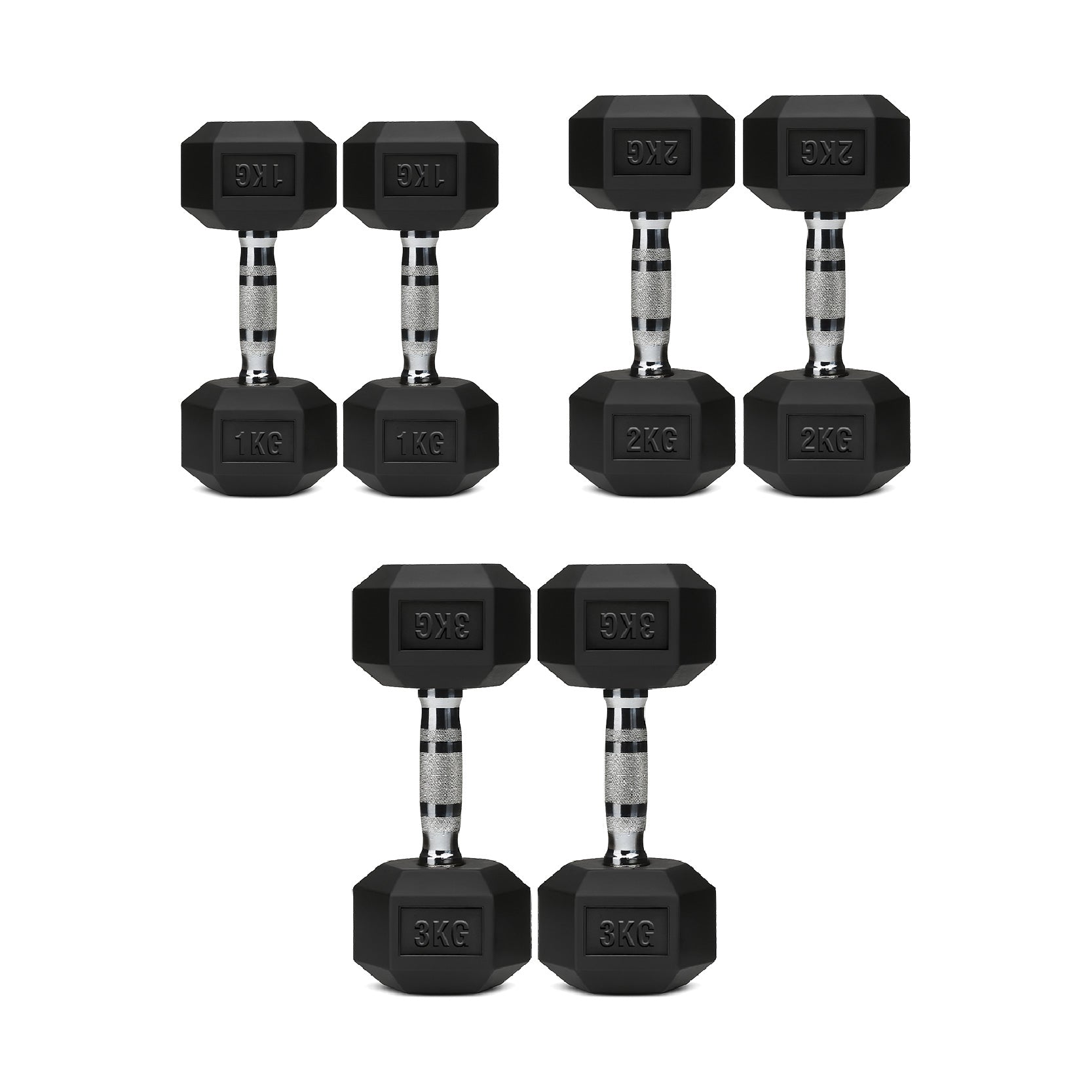 3 Pair Hex Dumbbell Set with 3 Tier Tree Rack