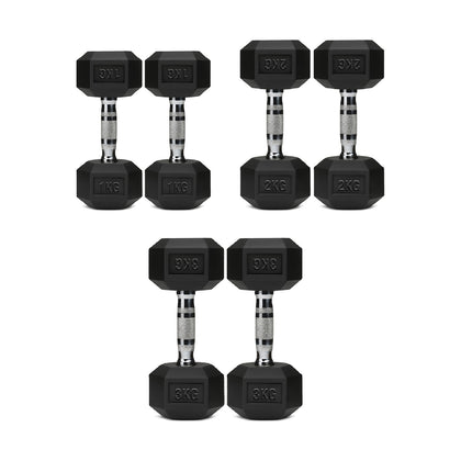 3 Pair Hex Dumbbell Set with 3 Tier Tree Rack