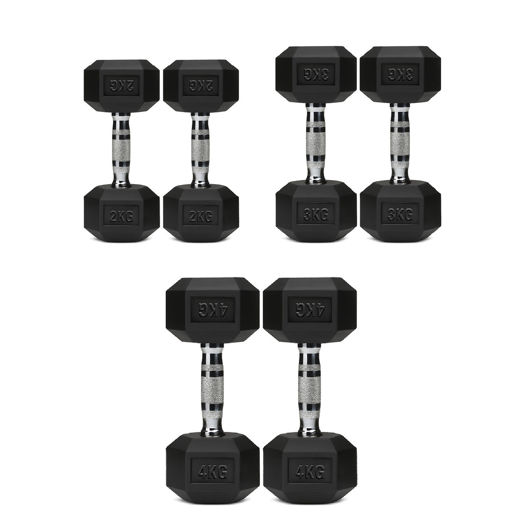 3 Pair Hex Dumbbell Set with 3 Tier Tree Rack