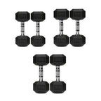 3 Pair Hex Dumbbell Set with 3 Tier Tree Rack