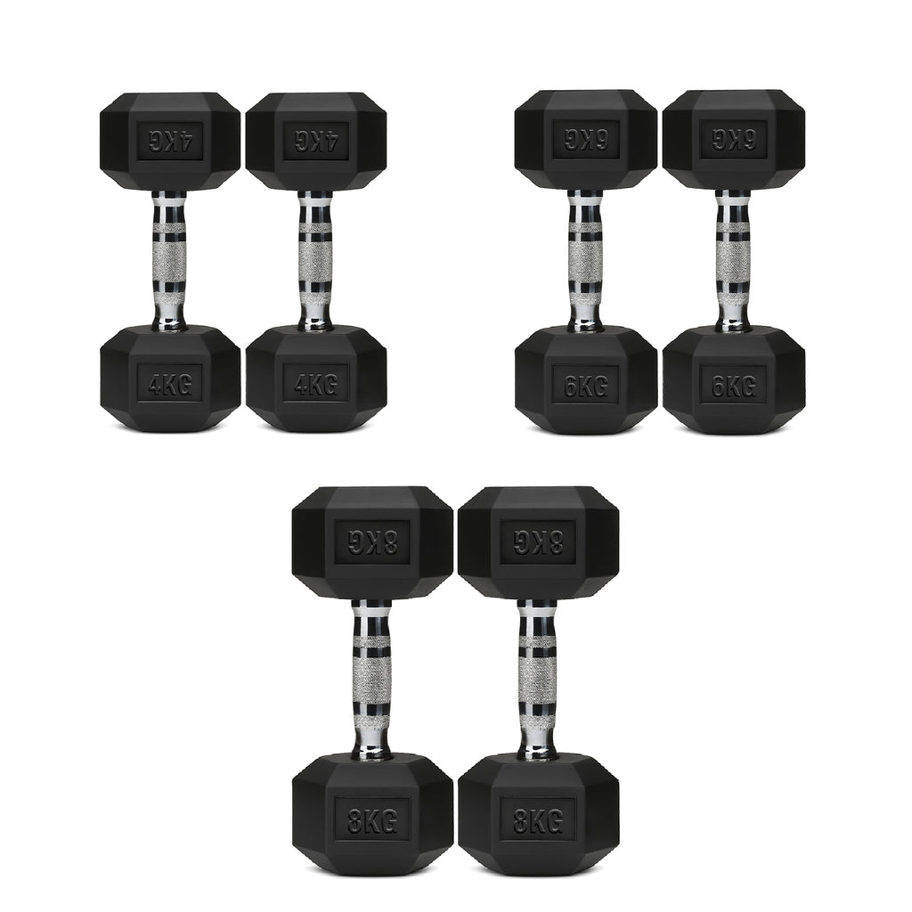 3 Pair Hex Dumbbell Set with 3 Tier Tree Rack