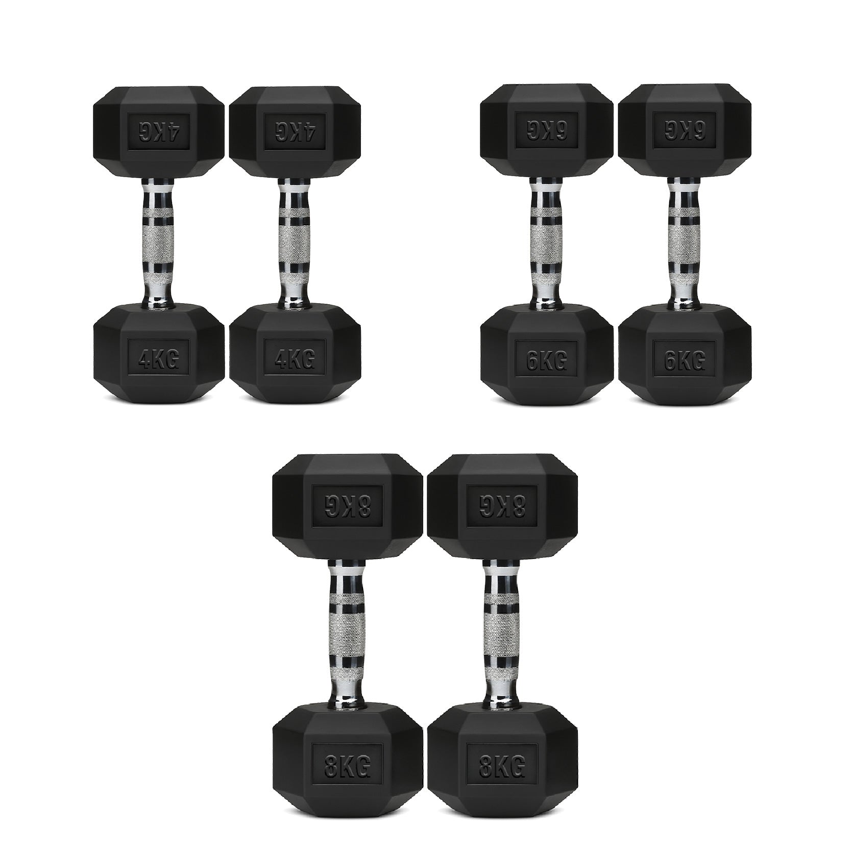 3 Pair Hex Dumbbell Set with 3 Tier Tree Rack