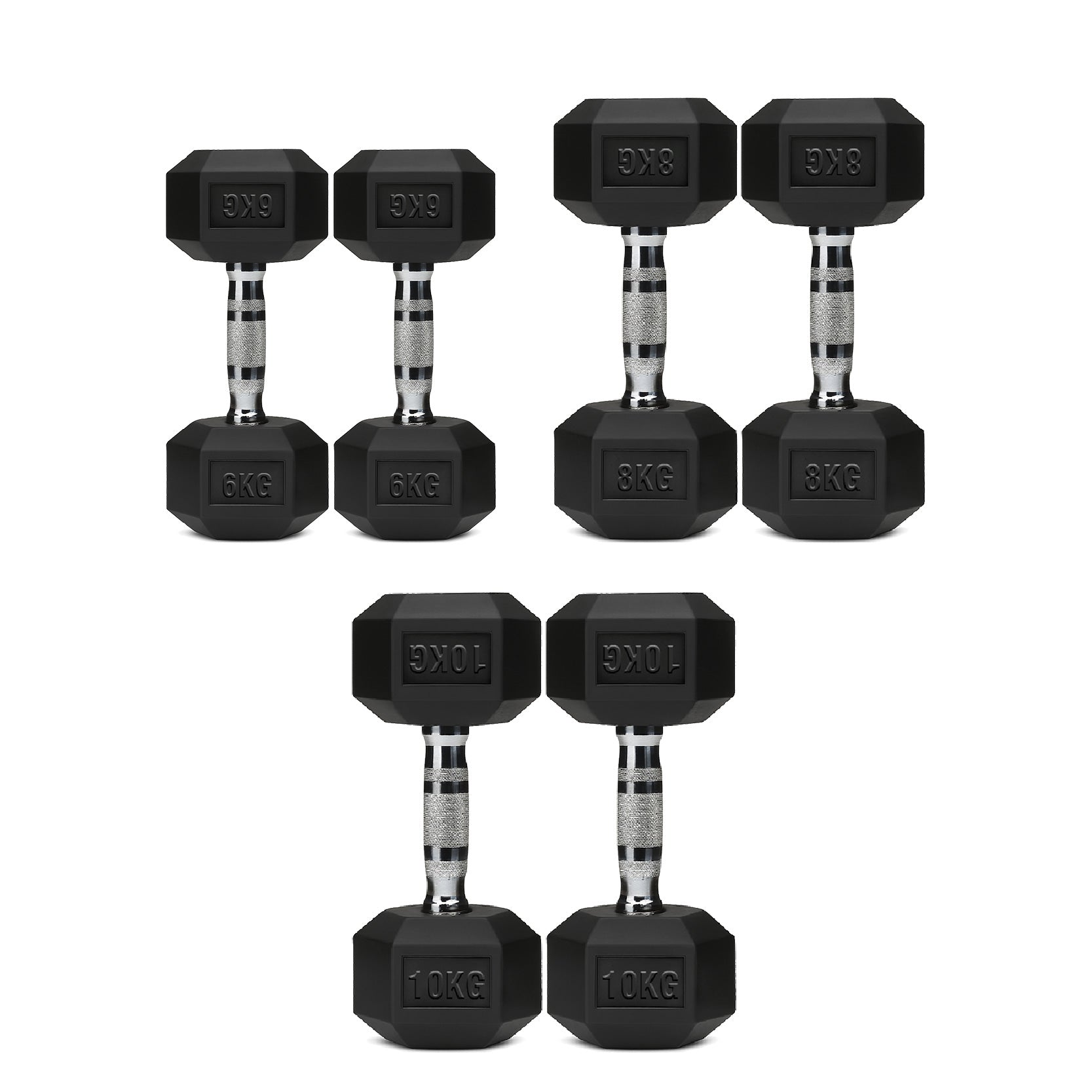 3 Pair Hex Dumbbell Set with 3 Tier Tree Rack