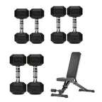 3 Pair Hex Dumbbell Set with 3 Tier Tree Rack