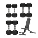 3 Pair Hex Dumbbell Set with 3 Tier Tree Rack