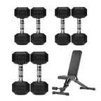3 Pair Hex Dumbbell Set with 3 Tier Tree Rack
