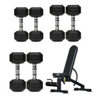 3 Pair Hex Dumbbell Set with 3 Tier Tree Rack