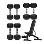 3 Pair Hex Dumbbell Set with 3 Tier Tree Rack