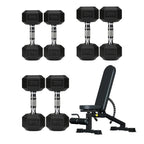3 Pair Hex Dumbbell Set with 3 Tier Tree Rack