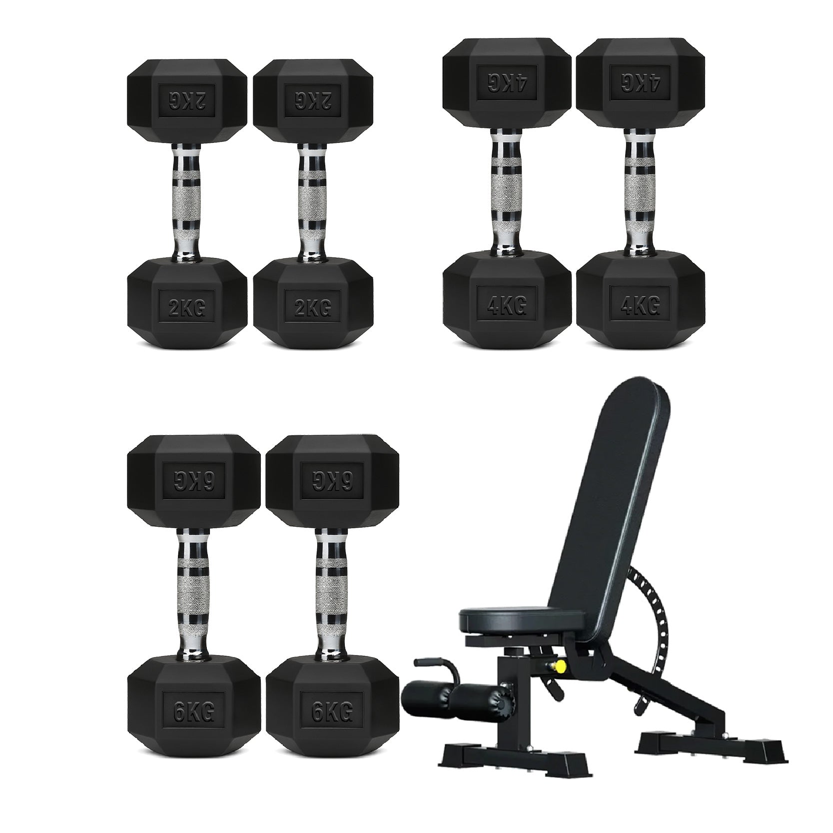 3 Pair Hex Dumbbell Set with 3 Tier Tree Rack