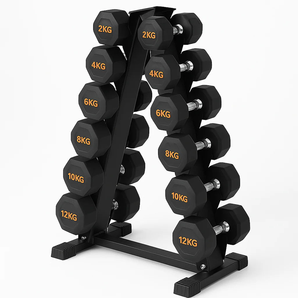 Hex Dumbbell Set with Rack