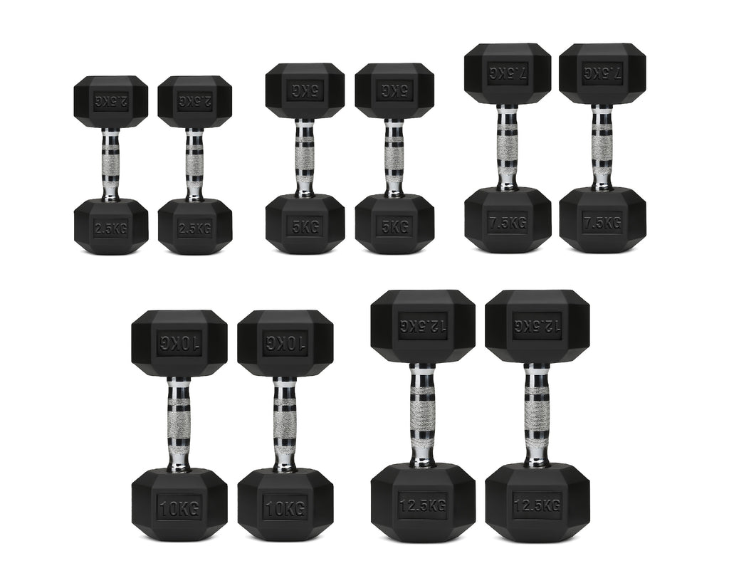 Hex Dumbbell Set – Rubber-Coated Weights for Home & Gym UK