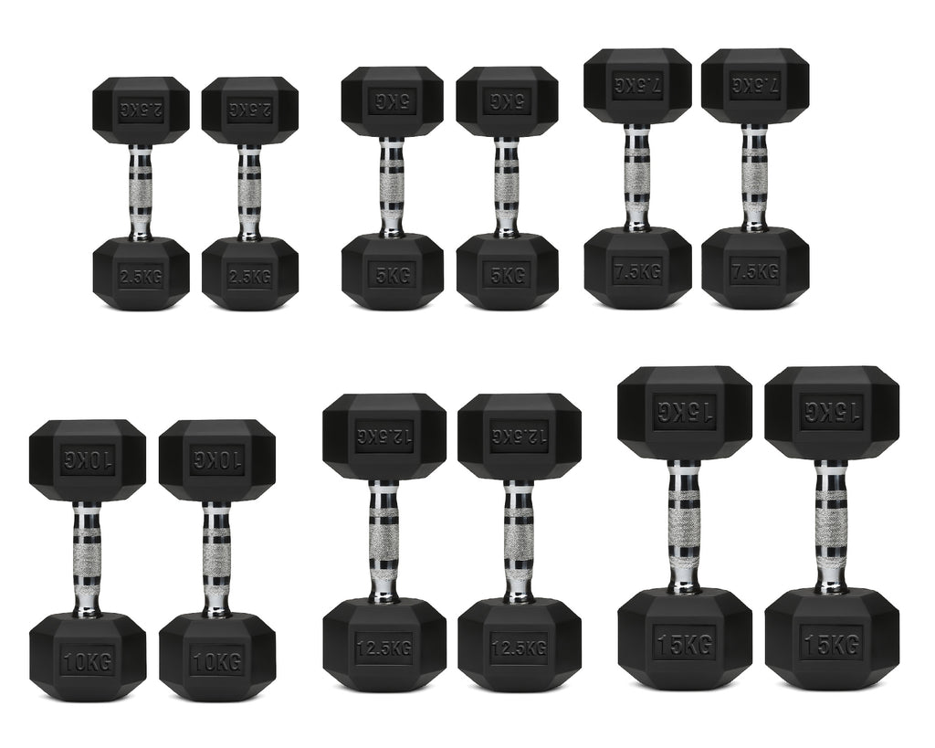 Hex Dumbbell Set – Rubber-Coated Weights for Home & Gym UK