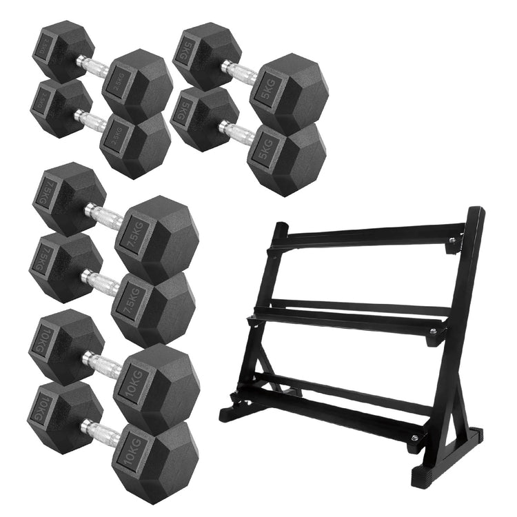 Hex Dumbbell Set with Rack ( 2.5kg to 60kg ) | in UK