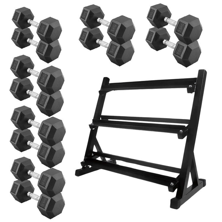 Hex Dumbbell Set with Rack ( 2.5kg to 60kg ) | in UK