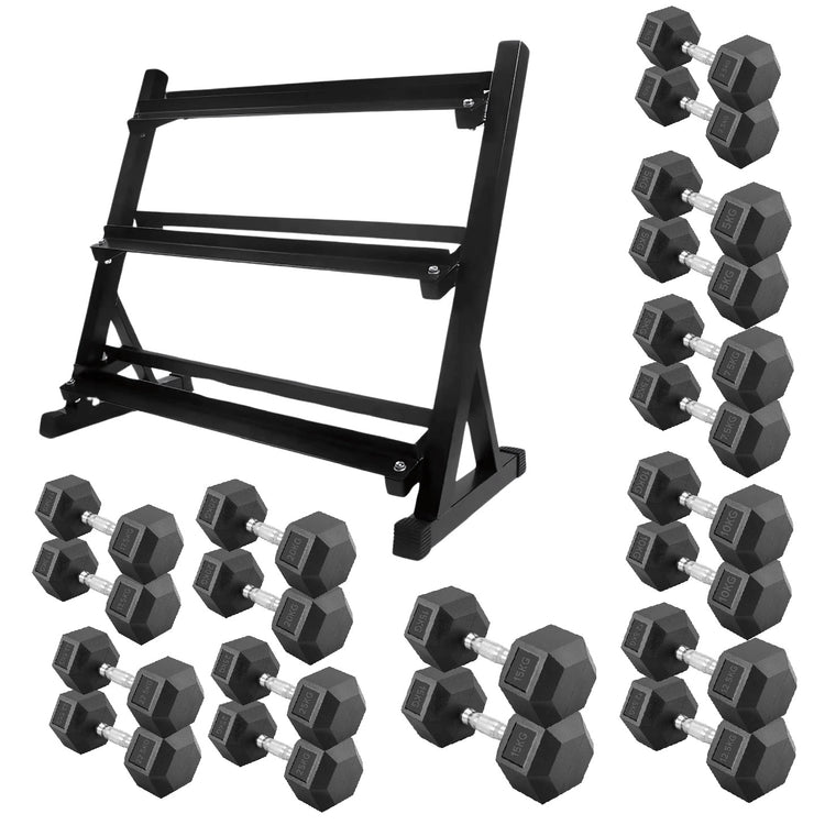 Hex Dumbbell Set with Rack ( 2.5kg to 60kg ) | in UK