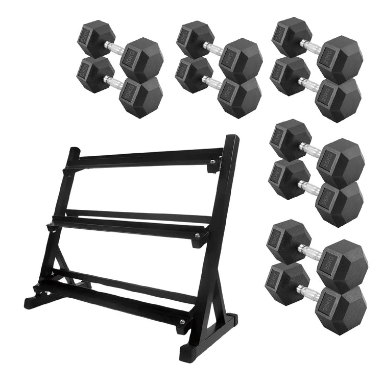 Hex Dumbbell Set with Rack ( 2.5kg to 60kg ) | in UK
