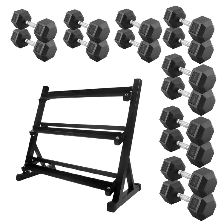 Hex Dumbbell Set with Rack ( 2.5kg to 60kg ) | in UK