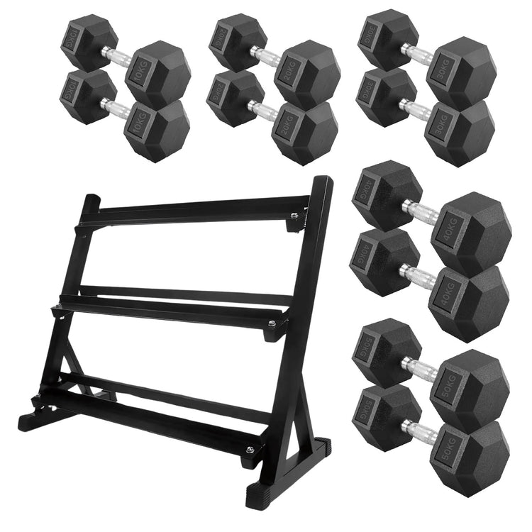 Hex Dumbbell Set with Rack ( 2.5kg to 60kg ) | in UK