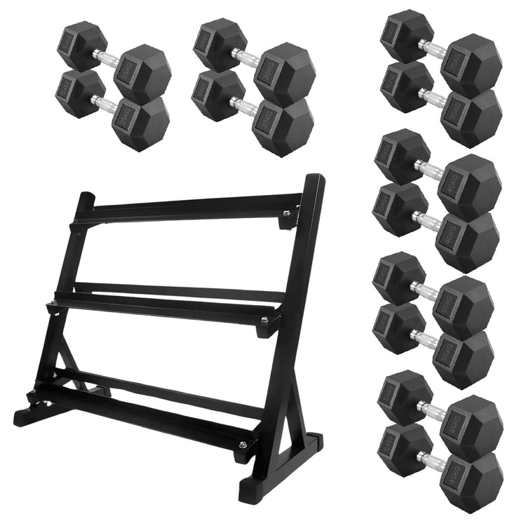Hex Dumbbell Set with Rack ( 2.5kg to 60kg ) | in UK