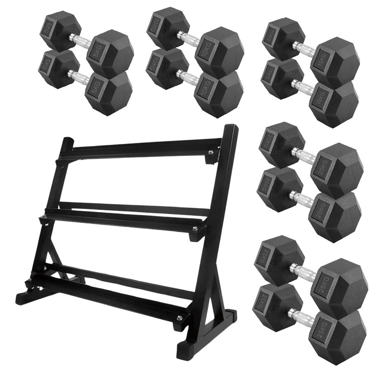 Hex Dumbbell Set with Rack ( 2.5kg to 60kg ) | in UK