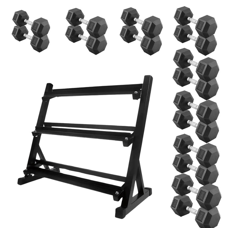 Hex Dumbbell Set with Rack ( 2.5kg to 60kg ) | in UK