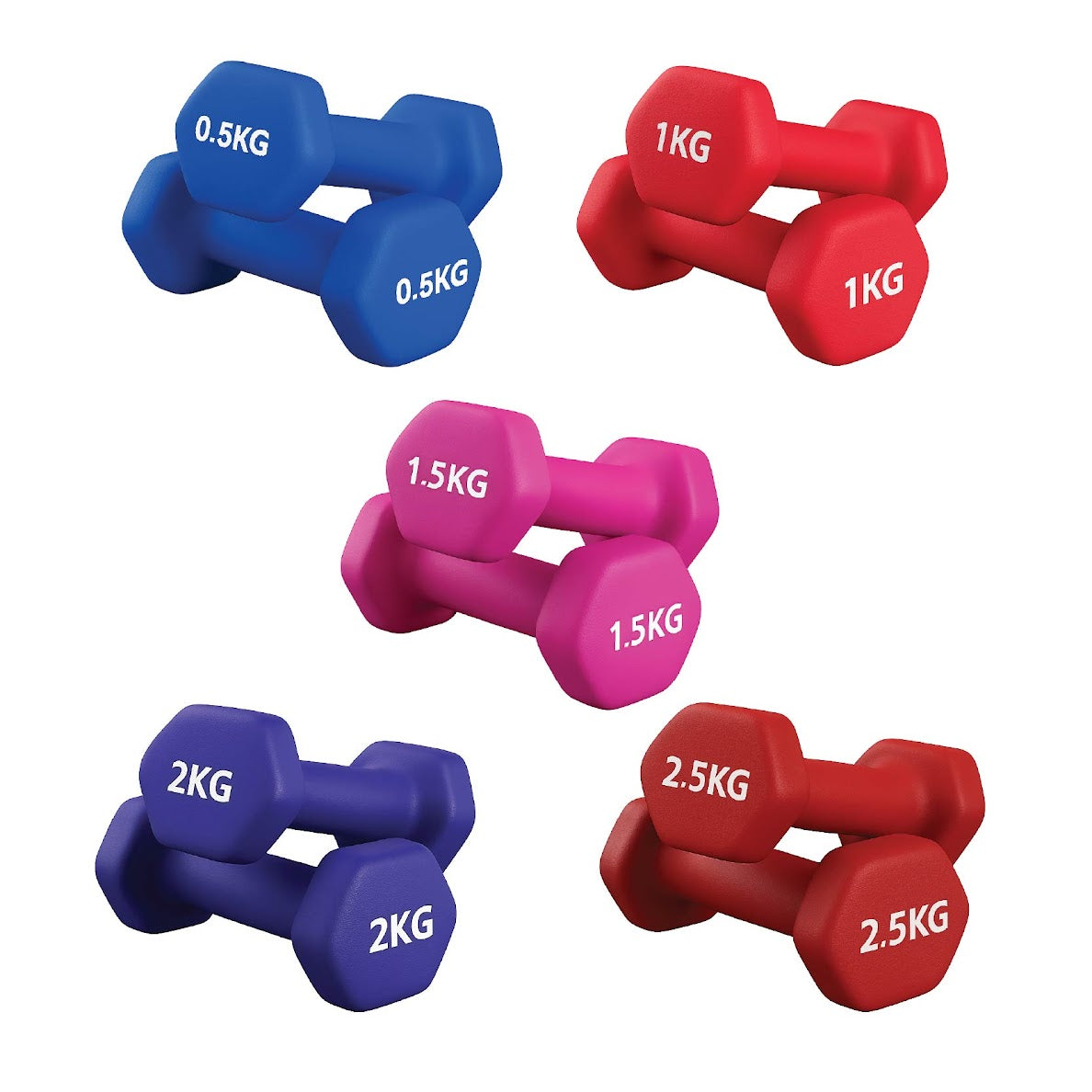 Neoprene Dumbbell Set (Pairs 0.5–10 kg) | Non-Slip Hex Dumbbell Weights UK