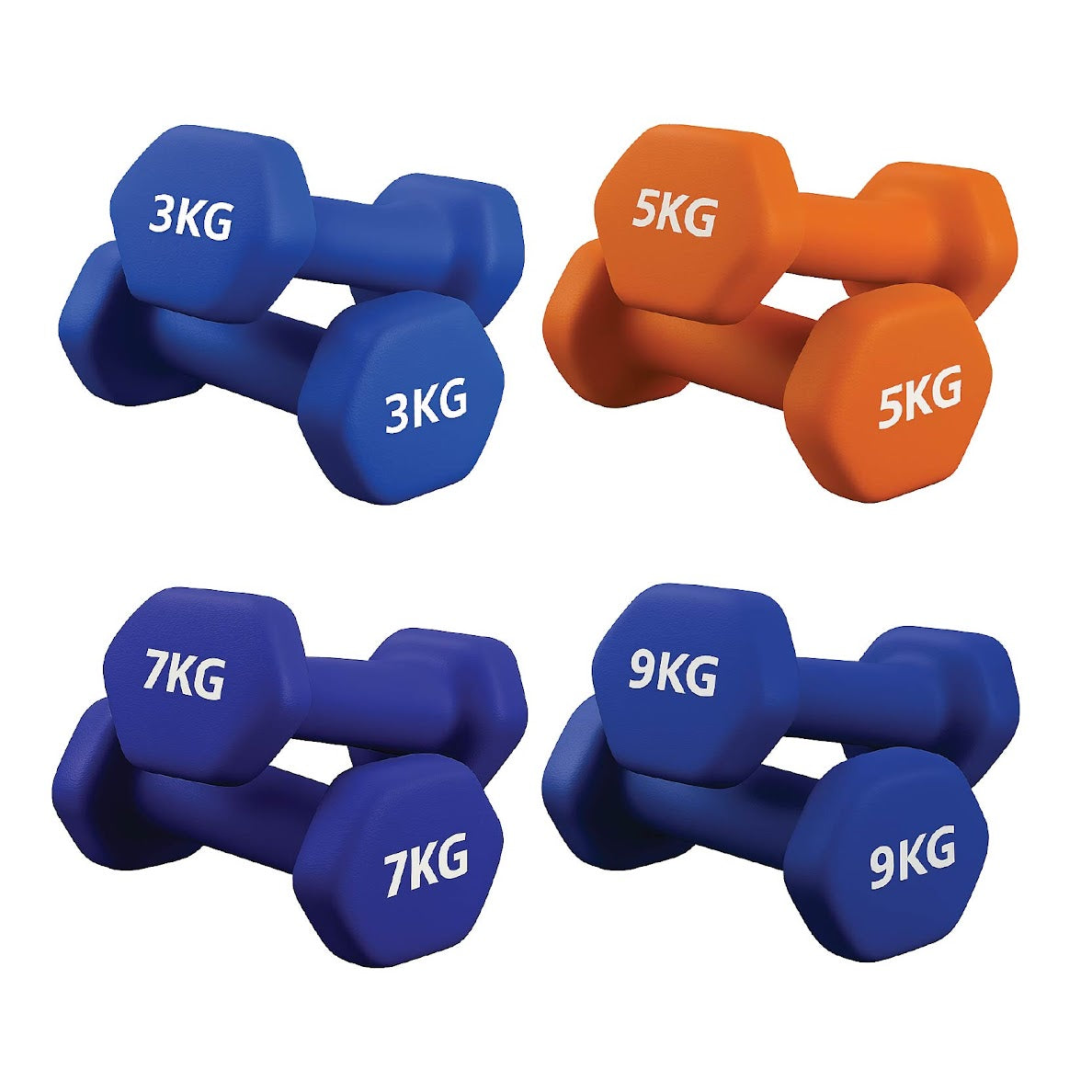 Neoprene Dumbbell Set (Pairs 0.5–10 kg) | Non-Slip Hex Dumbbell Weights UK