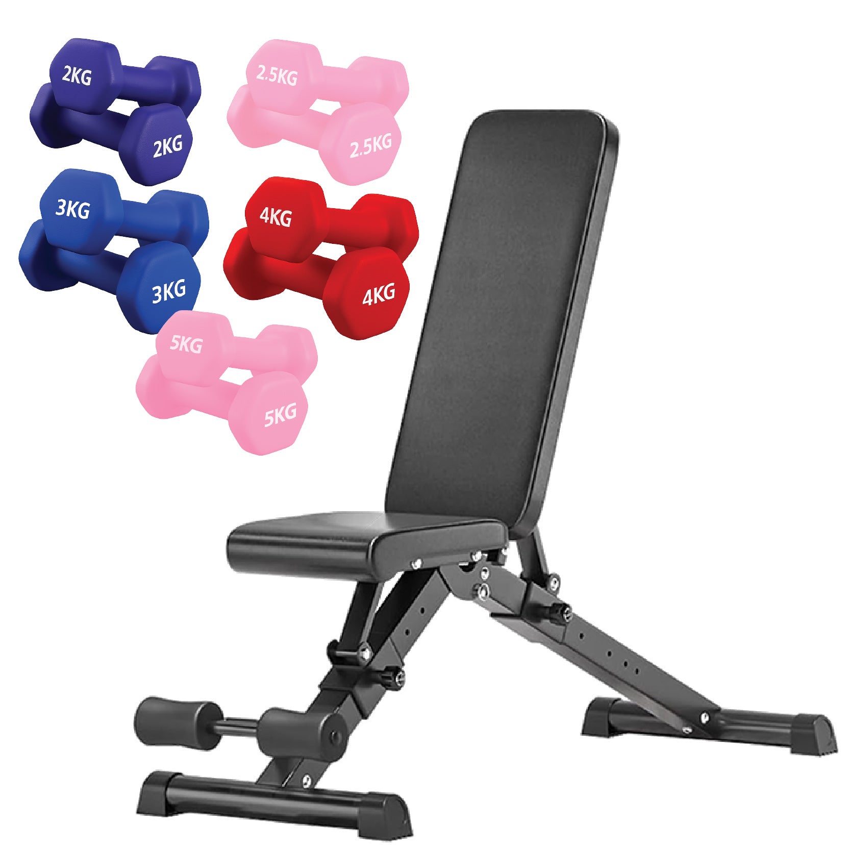 Neoprene hex dumbbells with 5 tier Storage Rack