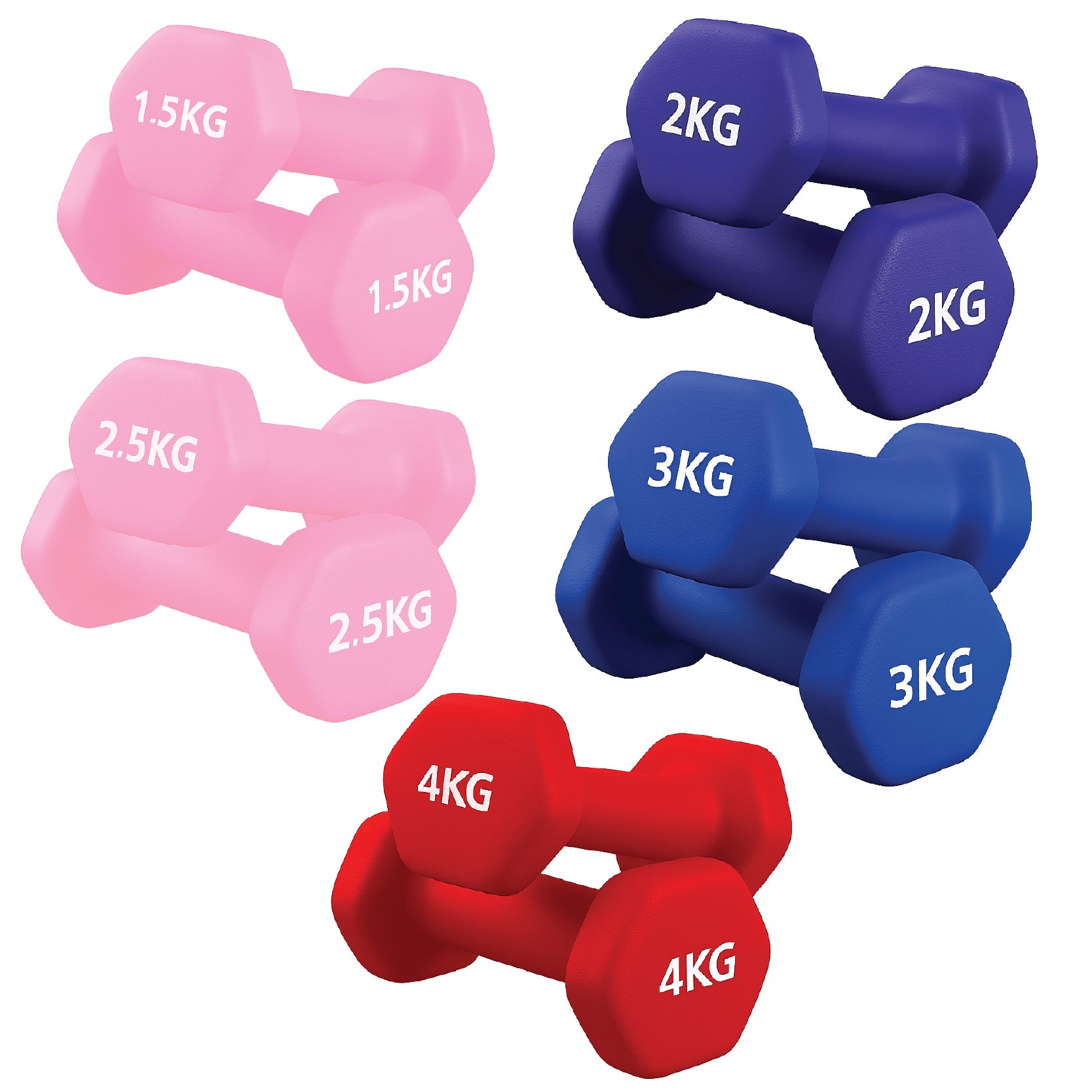 Neoprene hex dumbbells with 5 tier Storage Rack