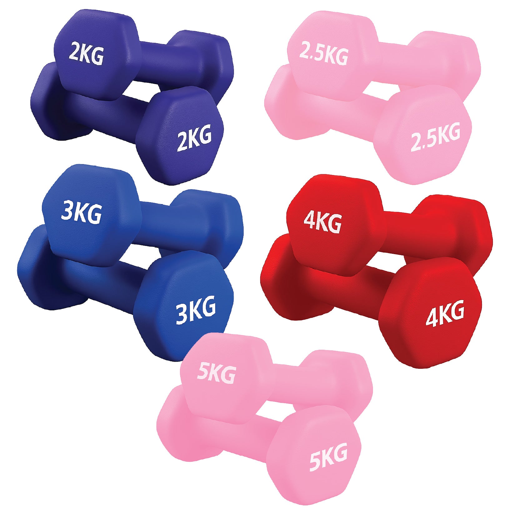 Neoprene hex dumbbells with 5 tier Storage Rack
