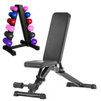 Neoprene hex dumbbells with 6 tier Storage Rack