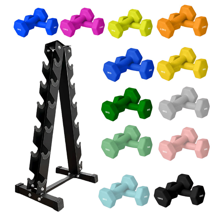 Neoprene Dumbbell Set (Pairs 0.5–10 kg) | Non-Slip Hex Dumbbell Weights UK