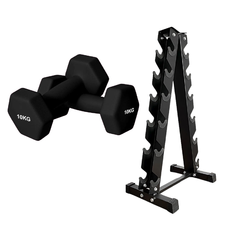 Neoprene Dumbbell Set (Pairs 0.5–10 kg) | Non-Slip Hex Dumbbell Weights UK