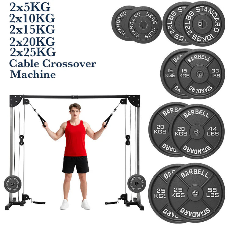 Home Gym Cable Crossover Machine – Adjustable Dual Pulley System