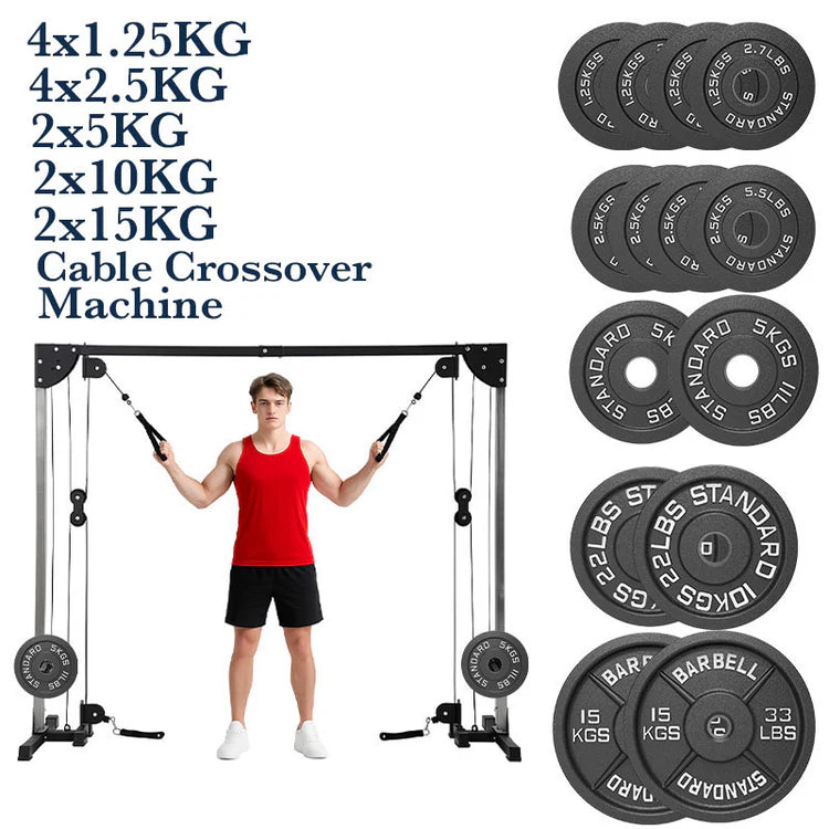 Home Gym Cable Crossover Machine – Adjustable Dual Pulley System