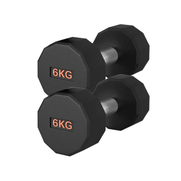 Round Hex Dumbbells – Rubber-Coated Free Weights, Pairs & Sets