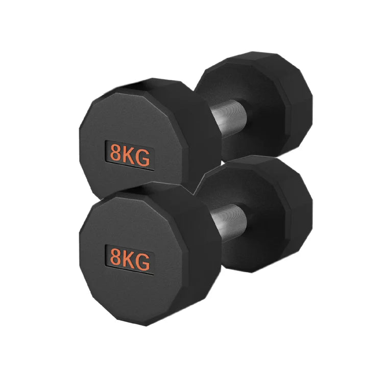 Round Hex Dumbbells – Rubber-Coated Free Weights, Pairs & Sets