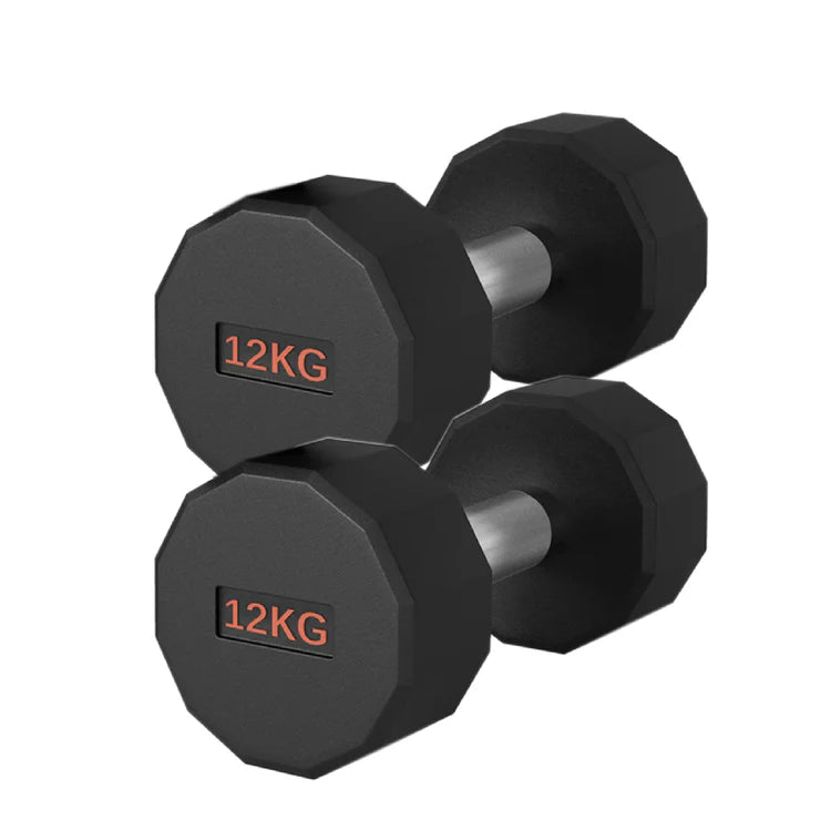 Round Hex Dumbbells – Rubber-Coated Free Weights, Pairs & Sets
