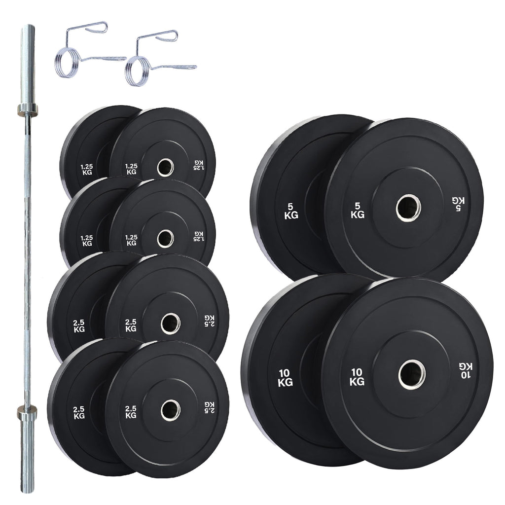 Olympic Bumper Weight Plates – Rubber Coated 2-Inch Disc Set