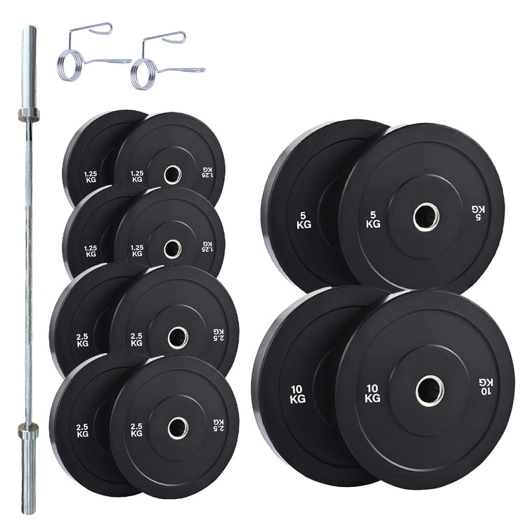 Olympic Bumper Weight Plates – Rubber Coated 2-Inch Disc Set