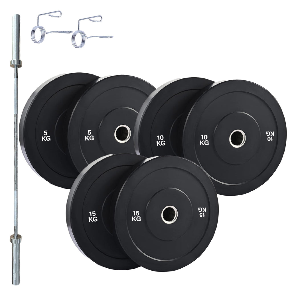 Olympic Bumper Weight Plates – Rubber Coated 2-Inch Disc Set