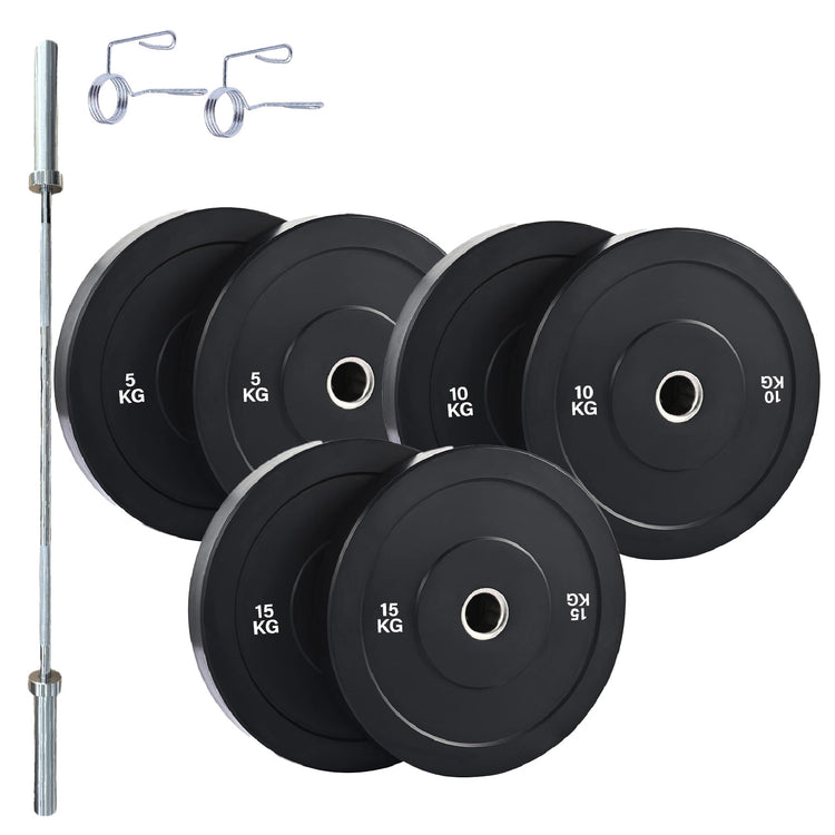 Olympic Bumper Weight Plates – Rubber Coated 2-Inch Disc Set