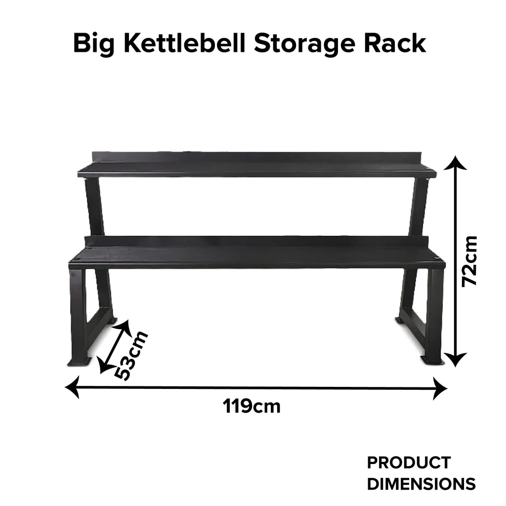 Commercial Kettlebell Rack with multi tier design, ideal for storing various kettlebell sizes in home and commercial gyms