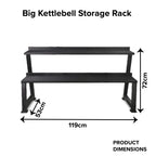 Commercial Kettlebell Rack with multi tier design, ideal for storing various kettlebell sizes in home and commercial gyms