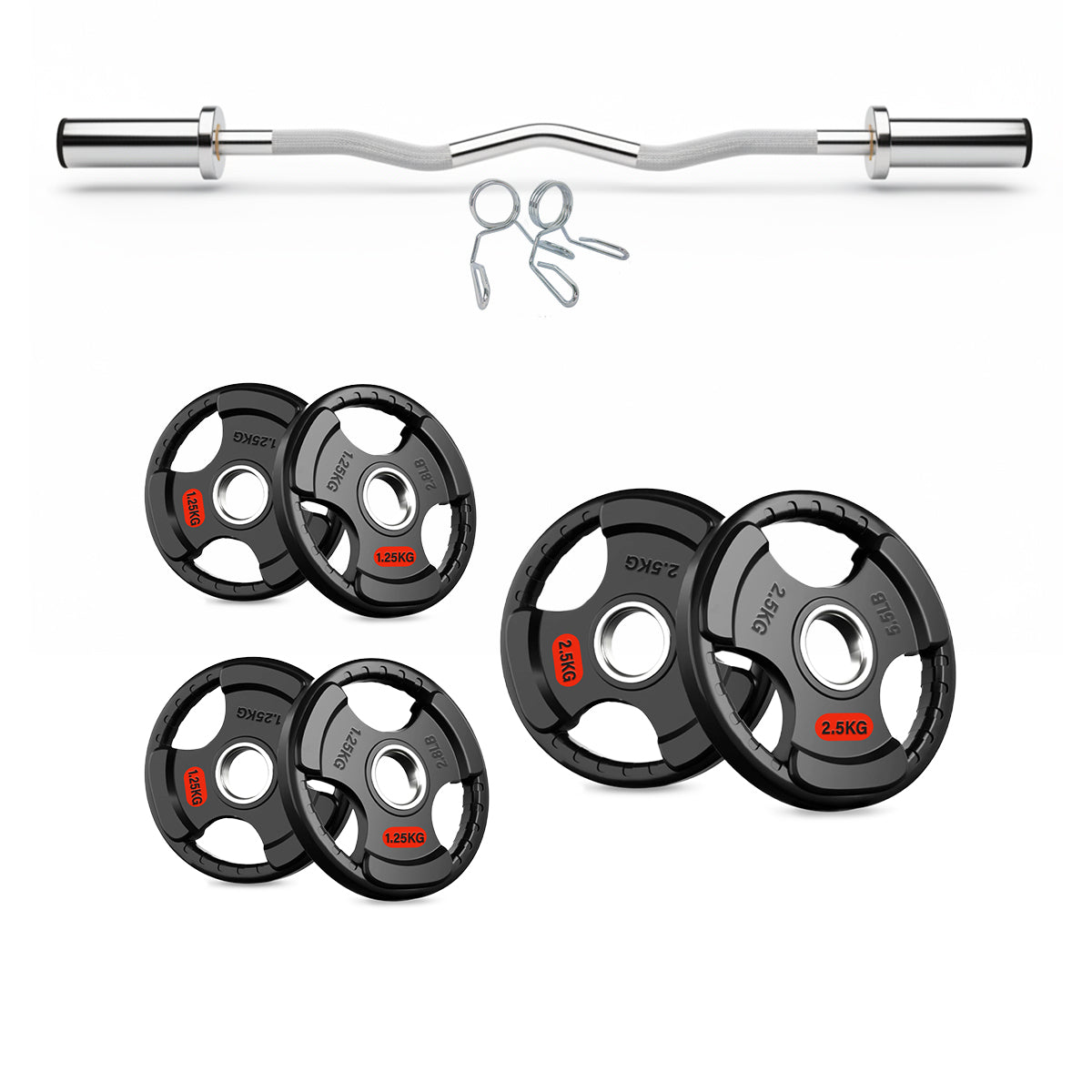 Olympic EZ Curl Bar – 47" Chrome Steel Barbell with Collars